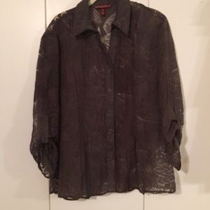 Dark Gray Blouse, Cut Out Design